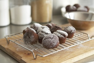 Freshly baked chocolate cupcakes
