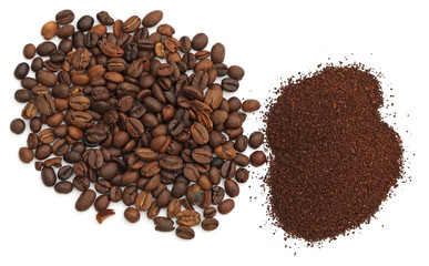du café, en grains et moulu