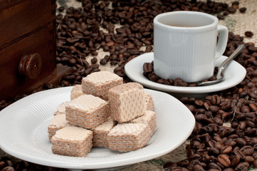Wafer Cookies and Coffee Beans