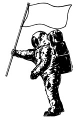 Obraz premium Astronaut with flag