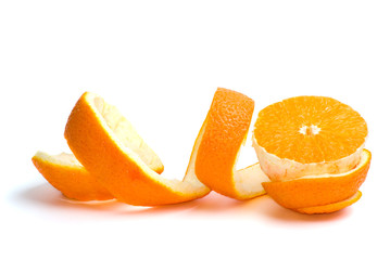 Half of an orange and some peel