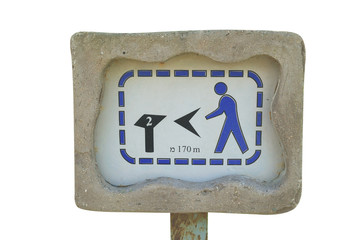 guide sign directed the distance