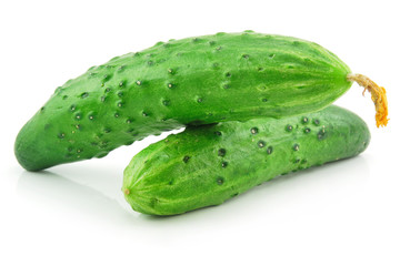 Ripe Cucumbers Isolated on White