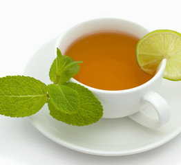 Tea with a lemon and mint