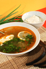 Russian traditional soup - solyanka
