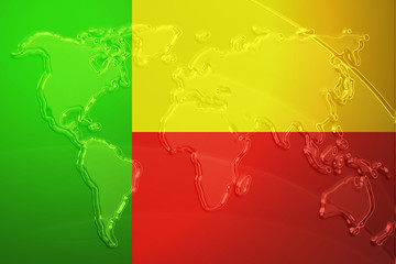 Flag of Benin metallic map