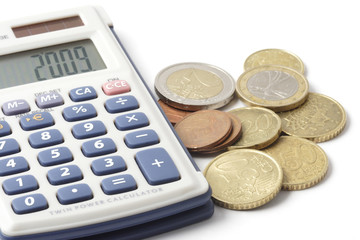 Monete euro e calcolatore