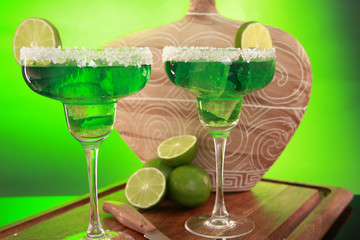 Mint Margarita cocktail on a cutting board