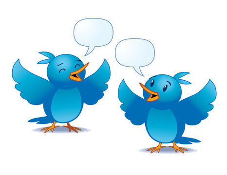 vector illustration of two blue birds talking