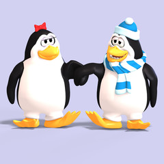 penguin couple in love