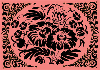 decoration with black flower pattern