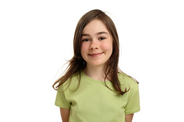 Portrait of young cheerful girl isolated on white background