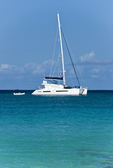 White Catamaran on the Caribbean Sea