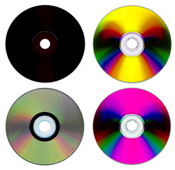 Set of compact disk isolated on white background