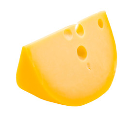 Piece of cheese isolated on white
