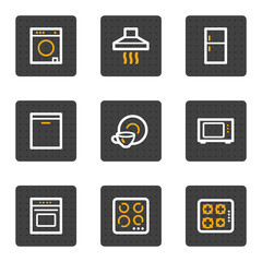 Home appliances web icons, grey buttons series