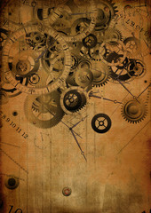 Fototapeta na wymiar Collage of clocks on vintage background