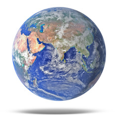 Earth blue planet isolated on white with drop