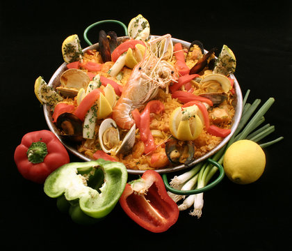 Spanish Paella mixed seafood rice