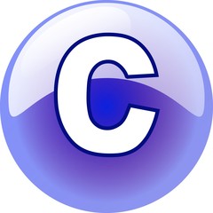 C character - blue 3d alphabet button