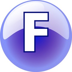 F character - blue 3d alphabet button
