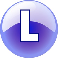 L character - blue 3d alphabet button