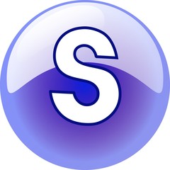 S character - blue 3d alphabet button