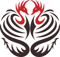 Tattoo of two decorative birds