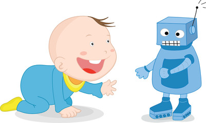 robot et bébé