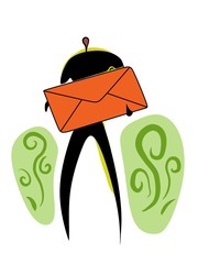 postman with big red envelope