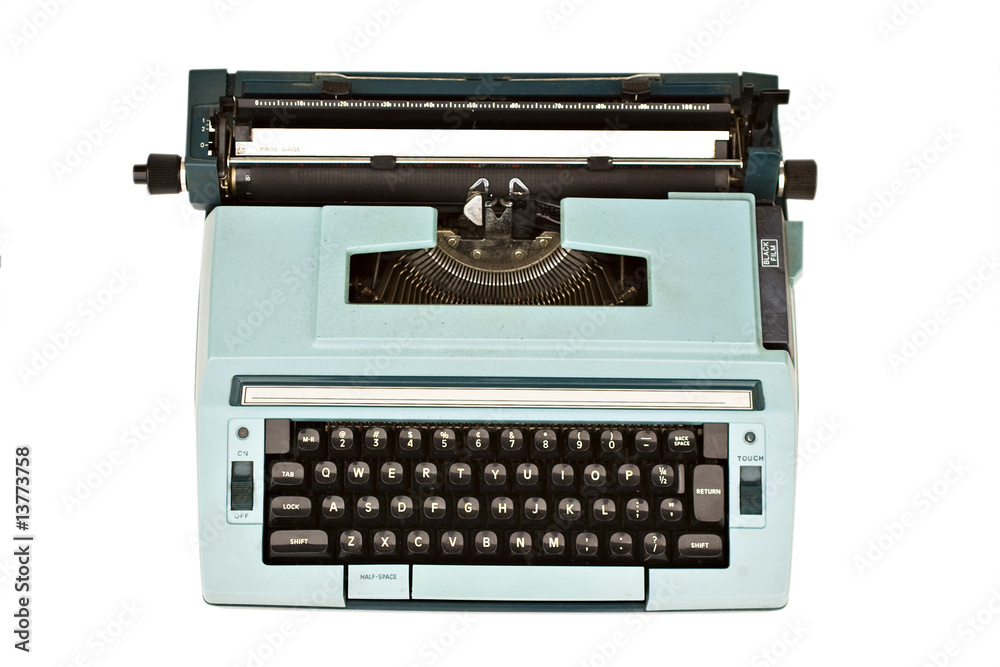 Fototapete old typewriter isolated with clipping path over white