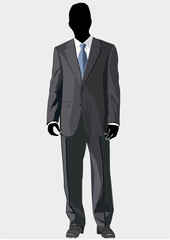 Obraz na płótnie Canvas Men's business suit template with blue tie