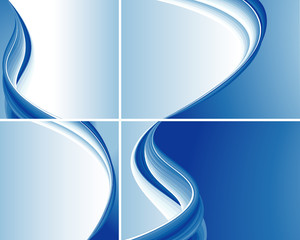 Set Of Blue Abstract Wave Backgrounds