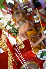 Monks in a Thai temple.