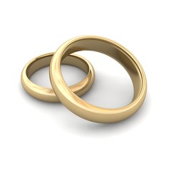 Golden wedding rings. 3d rendered illustration.