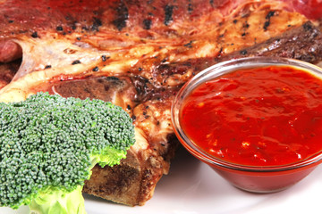 roast steak and vegetables