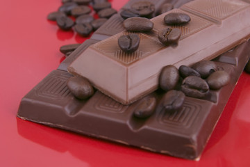 chocolate bar on red