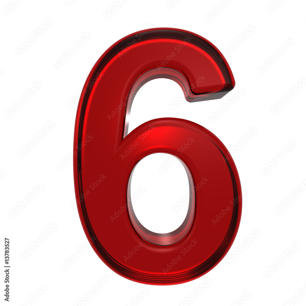Fototapete one digit from ruby alphabet set, isolated on white.