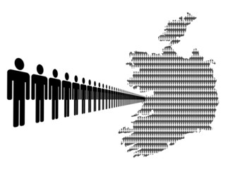 Irish workforce with map