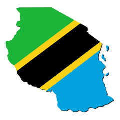 Tanzania map flag