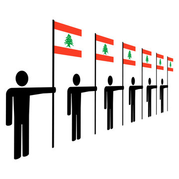 men with Lebanese flags