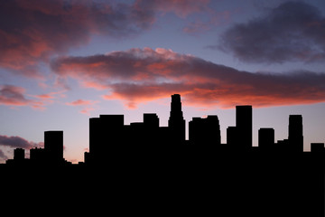 Fototapeta na wymiar Los Angeles skyline at sunset