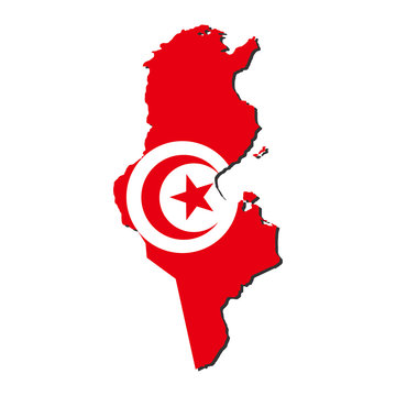 recommend clip art: map of Tunisia and Tunisian flag illustration