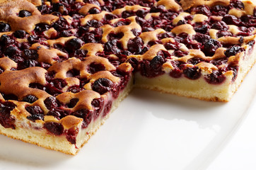 Cherry pie on white plate