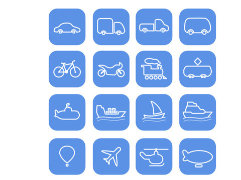 Travel and transportation vector icons