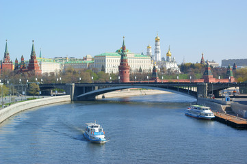 Moscow Kremlin wall, Moscow river, Russia