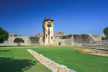 Fototapeta na wymiar Watch tower in Hampi, Karnataka