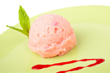 Delicious raspberries ice cream