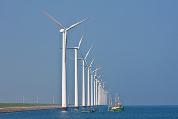 Windmills and fishing ship