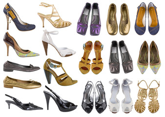 collection women shoes isolated from white background